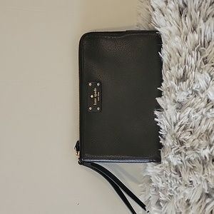 Black Kate Spade Pebbled Leather Double Pouch Wristlet